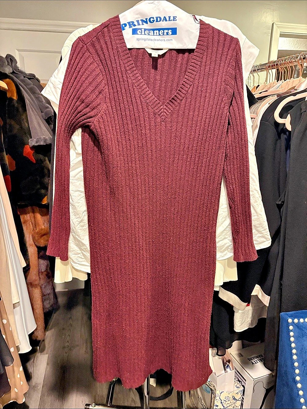 Knit Midi Dress in Purple